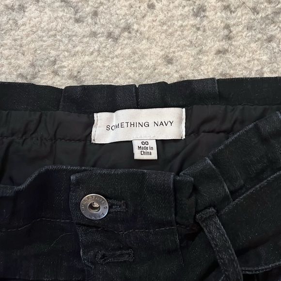 something navy black jean pants with tie belt great condition size 00 - Picture 2 of 6